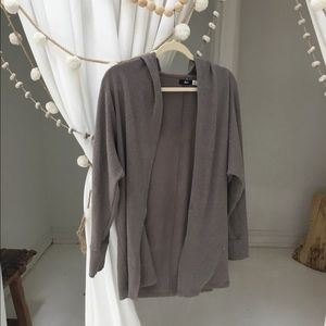 Tan colored hooded cardigan